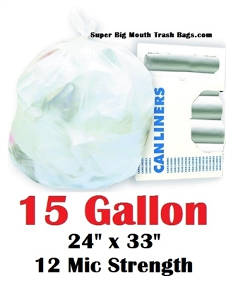 FREE SHIPPING! 15 Gallon Garbage Bags 15 Gallon Trash Bags 15 GAL Can  Liners 24 x 33 8 Micron Black